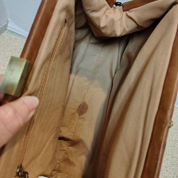 Embroidered Palm Tree Tan and Brown Women's Bag - Picture 8 of 8